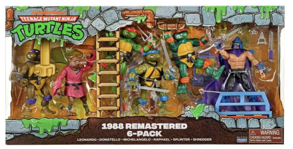 Playmates Toys Teenage Mutant Ninja Turtles 6-Pack Action Figures 1988 Remastered pvc 10 cm