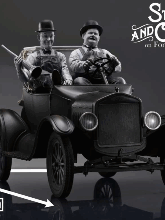 Infinite Statue Laurel & hardy towed in a hole Ford t 1/12 scale statua resina 18 cm