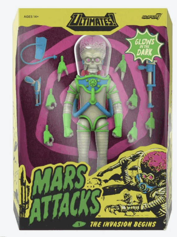 Super7 Mars attacks ultimates! wave 02 martian invasion begins glow in the dark