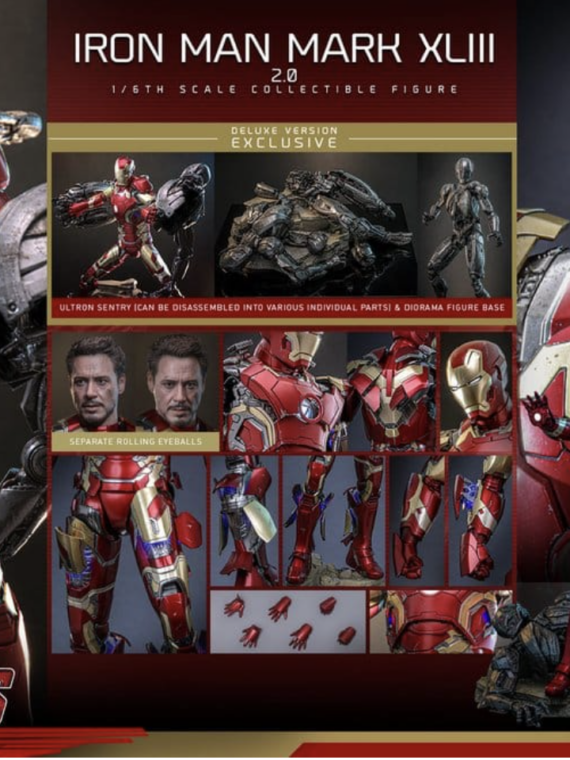 Hot Toys Avengers: Age of Ultron Movie Masterpiece Diecast Action Figure 1/6 Iron Man Mark XLIII (2.0) (Deluxe Version) 32 cm