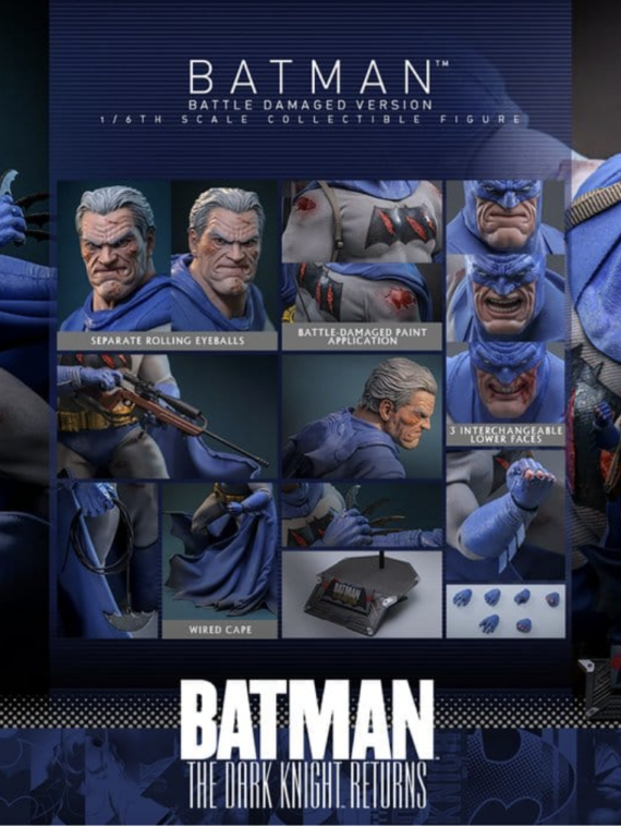 Hot Toys Batman: The Dark Knight Returns Comic Masterpiece Action Figure 1/6 Batman (Battle Damaged Version) 32 cm
