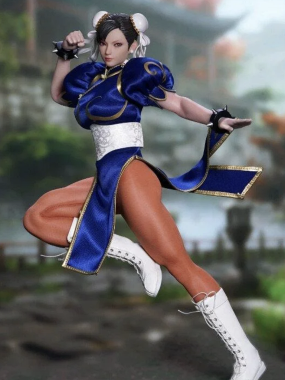 Playtoy Street Fighter Chun Li 1/6 Blu Version action figure doll silicone/metallo 30 cm