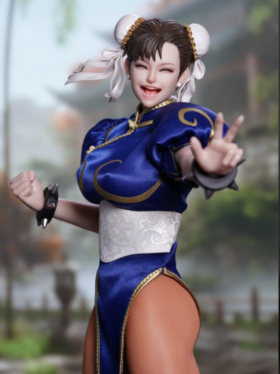 Playtoy Street Fighter Chun Li 1/6 Blu Version action figure doll silicone/metallo 30 cm