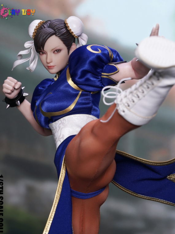 Playtoy Street Fighter Chun Li 1/6 Blu Version action figure doll silicone/metallo 30 cm